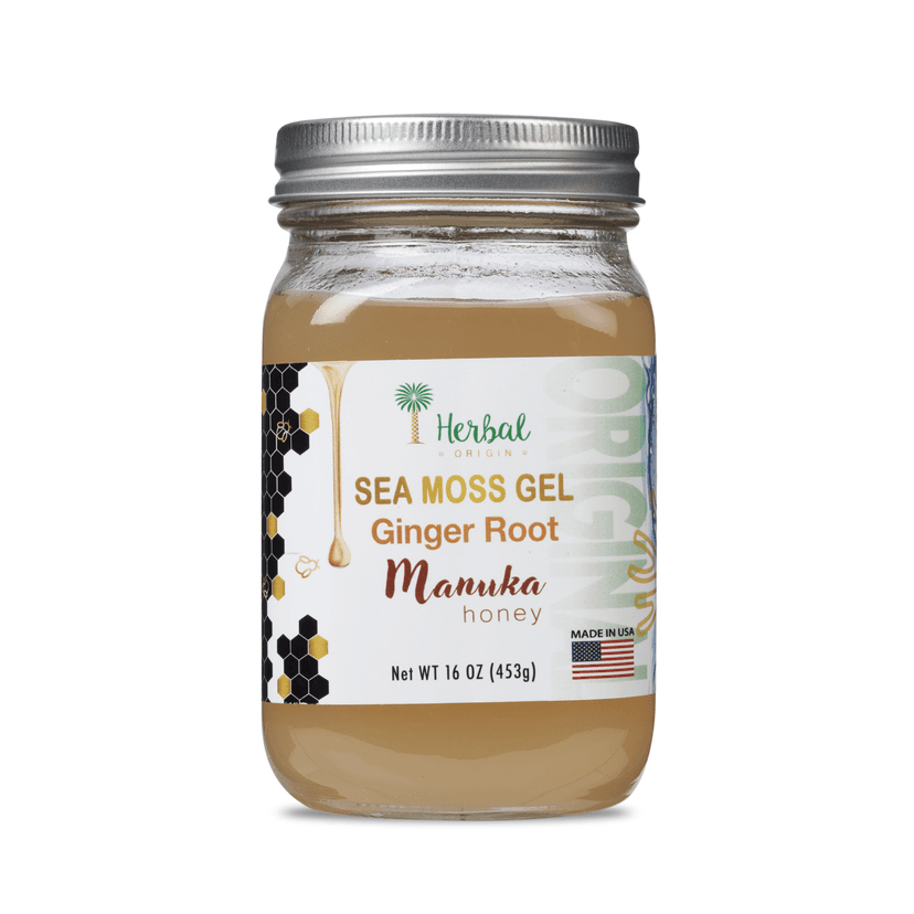 St. Lucia's Golden Sea Moss Gel with Ginger root & Manuka honey | NET WT. 16 FL OZ