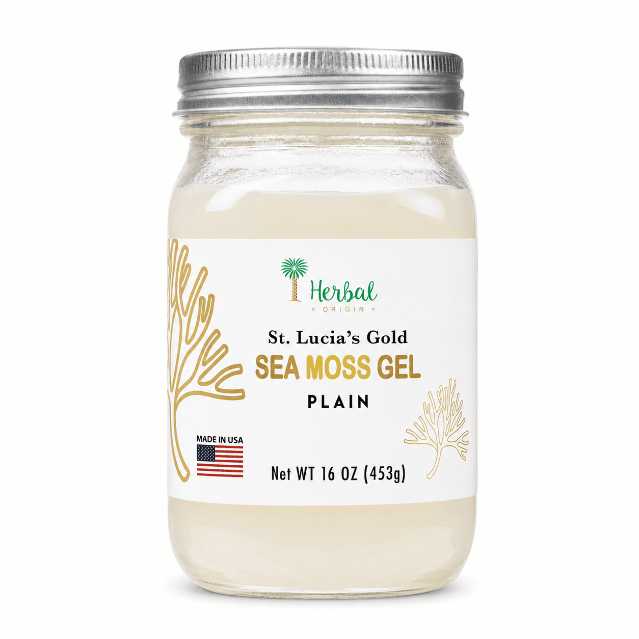 St. Lucia's Golden Sea Moss Gel Plain | 16 Fl Oz.